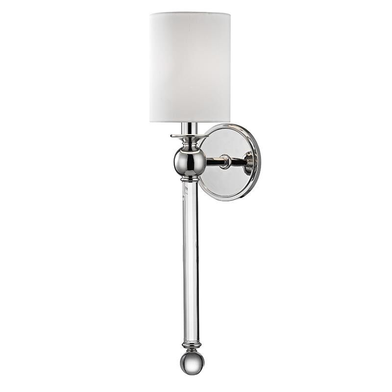 Shown in Polished Nickel finish and White Silk shade